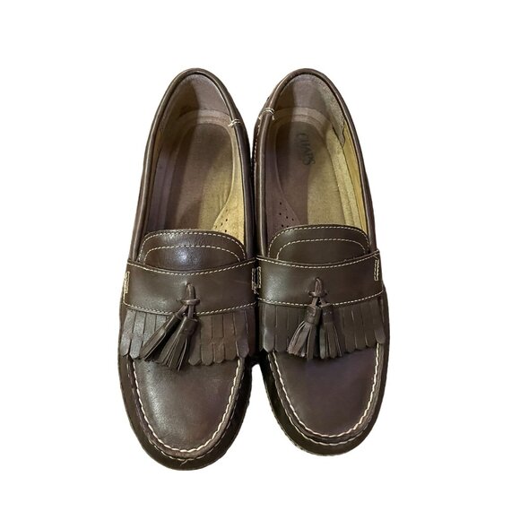 Chaps Men’s Loafers 10.5M Brown Leather Tassel Slip On Dress Shoes 96-26098 - Picture 16 of 16